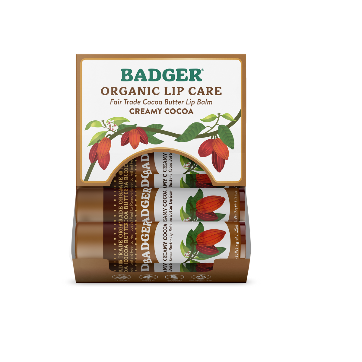 Badger Cocoa Butter Lip Balm - Creamy Cocoa