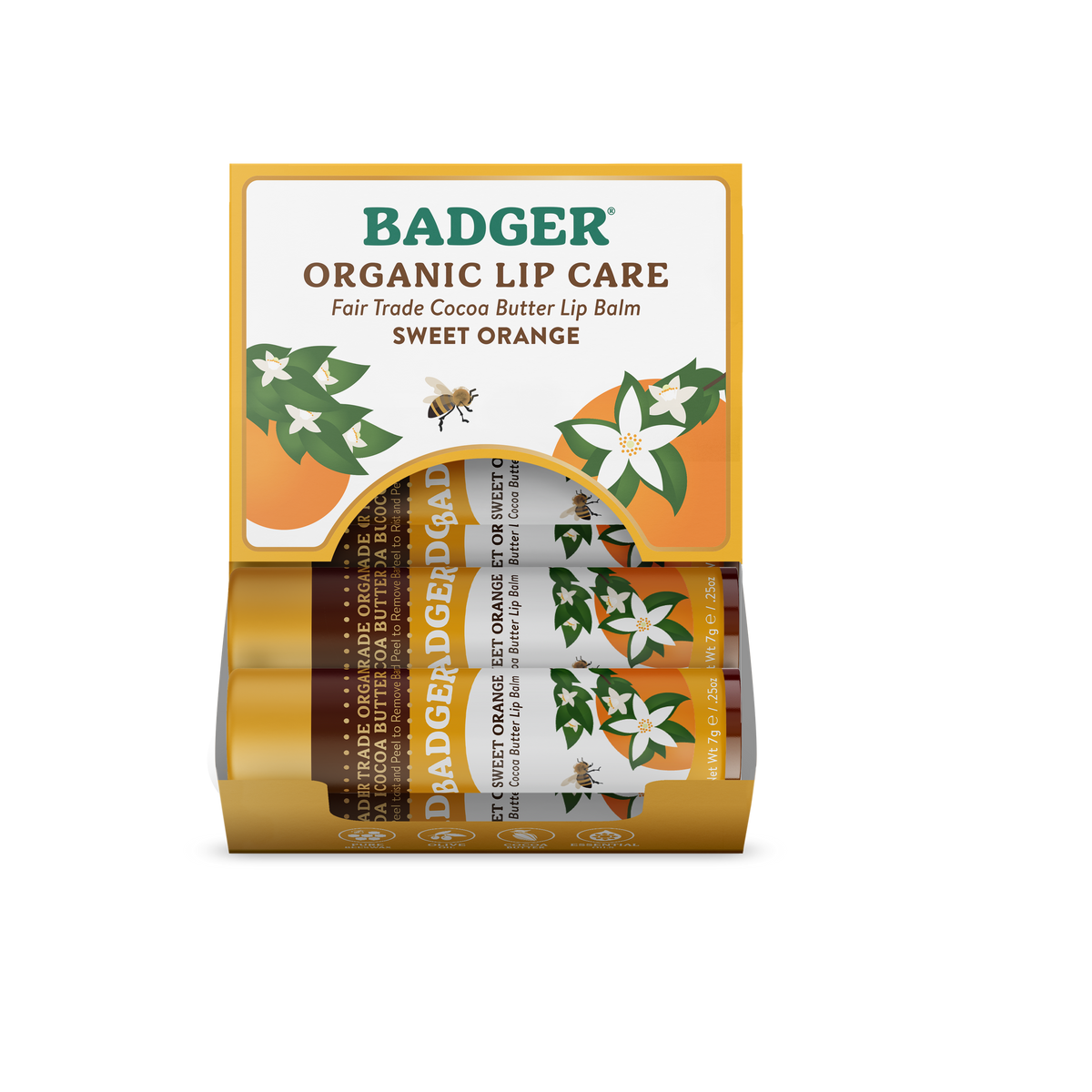 Badger Cocoa Butter Lip Balm - Sweet Orange