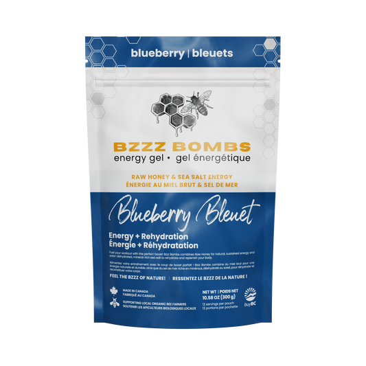 Blueberry Box of 12 | Bzzz Bombs raw honey energy gel Blueberry