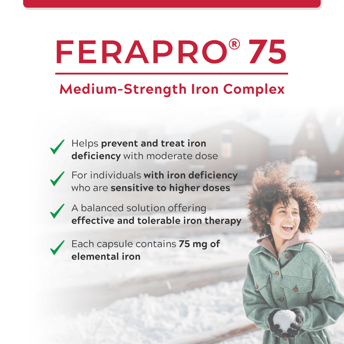100 Vegetable Capsules | Replete Labs FERAPRO 75 for the Prevention and Treatment of Iron Deficiency Anemia