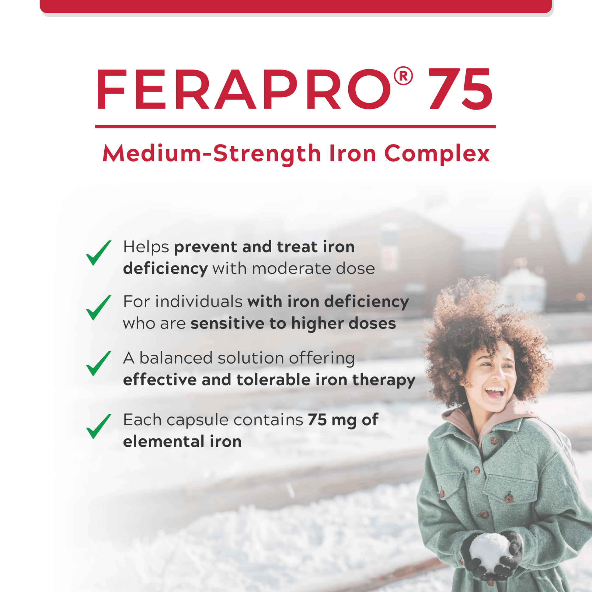 100 Vegetable Capsules | Replete Labs FERAPRO 75 for the Prevention and Treatment of Iron Deficiency Anemia