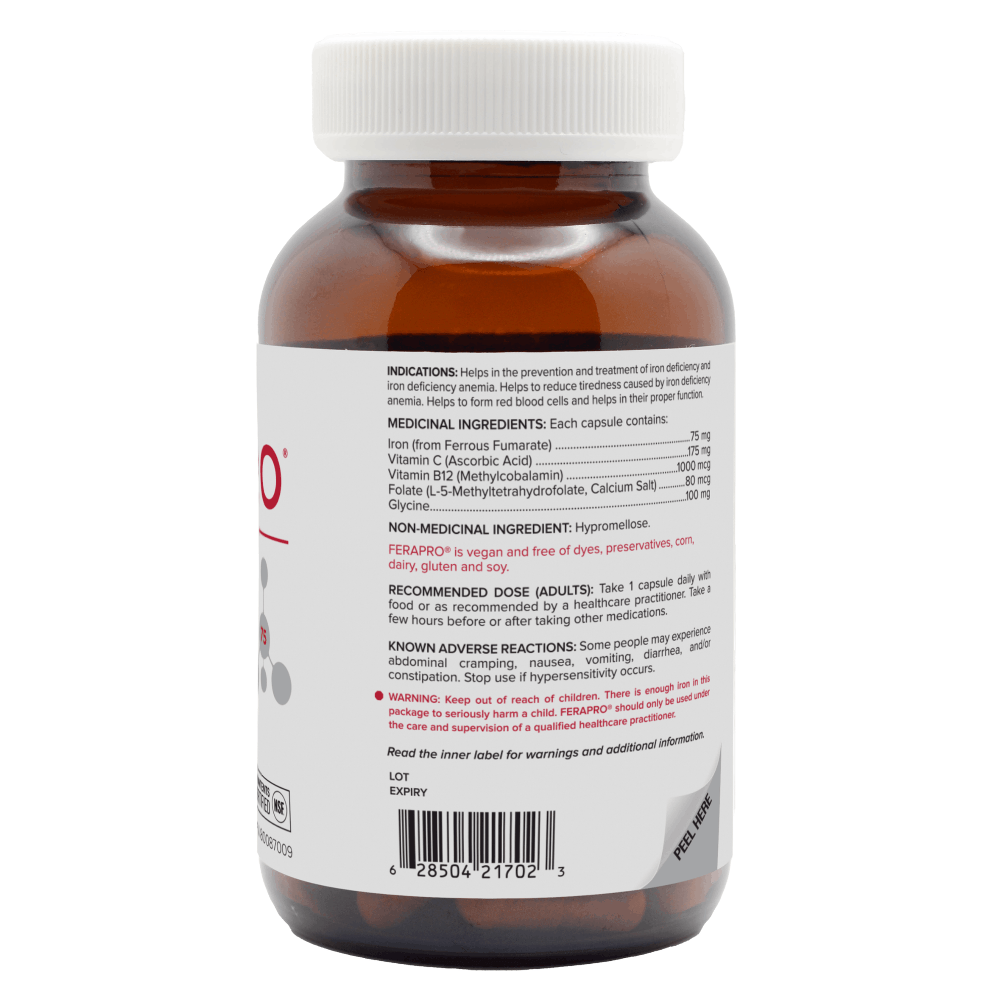 100 Vegetable Capsules | Replete Labs FERAPRO 75 for the Prevention and Treatment of Iron Deficiency Anemia