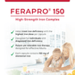 100 Vegetable Capsules | Replete Labs Ferapro 150 High-Dose Iron Supplement
