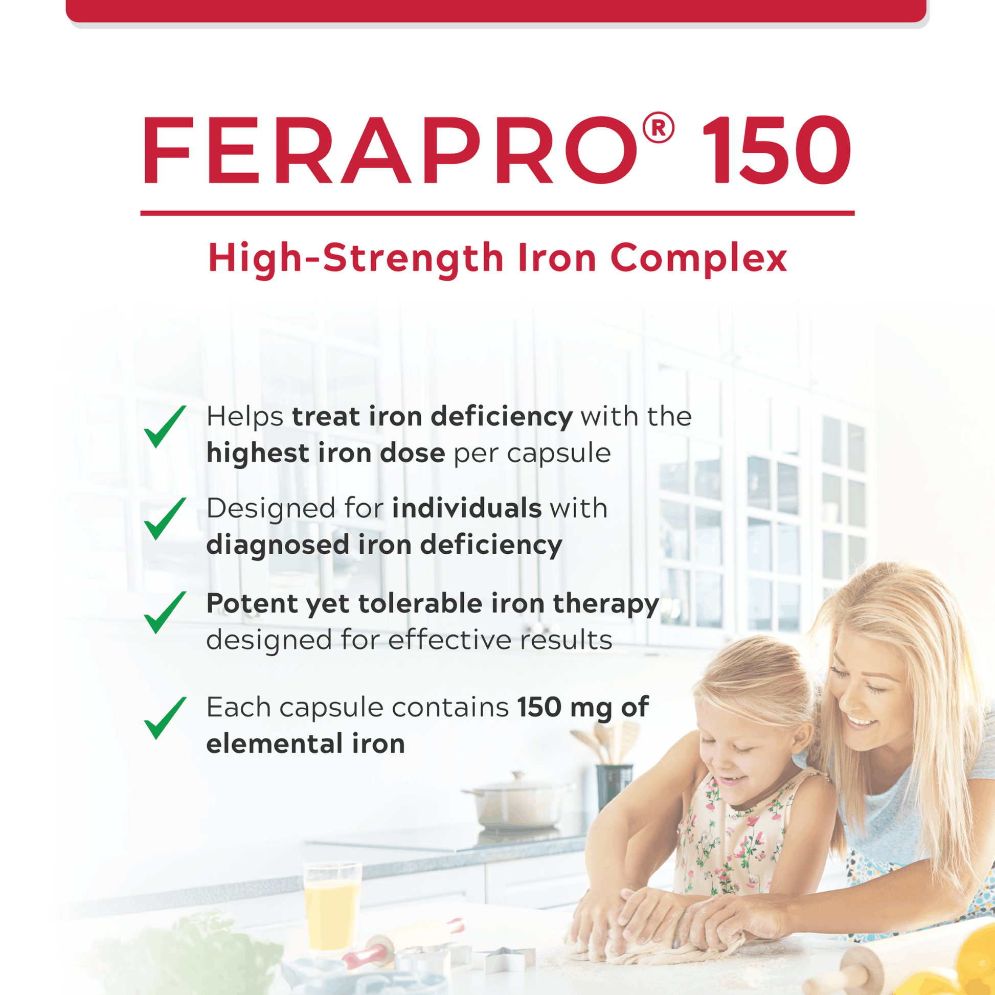 100 Vegetable Capsules | Replete Labs Ferapro 150 High-Dose Iron Supplement