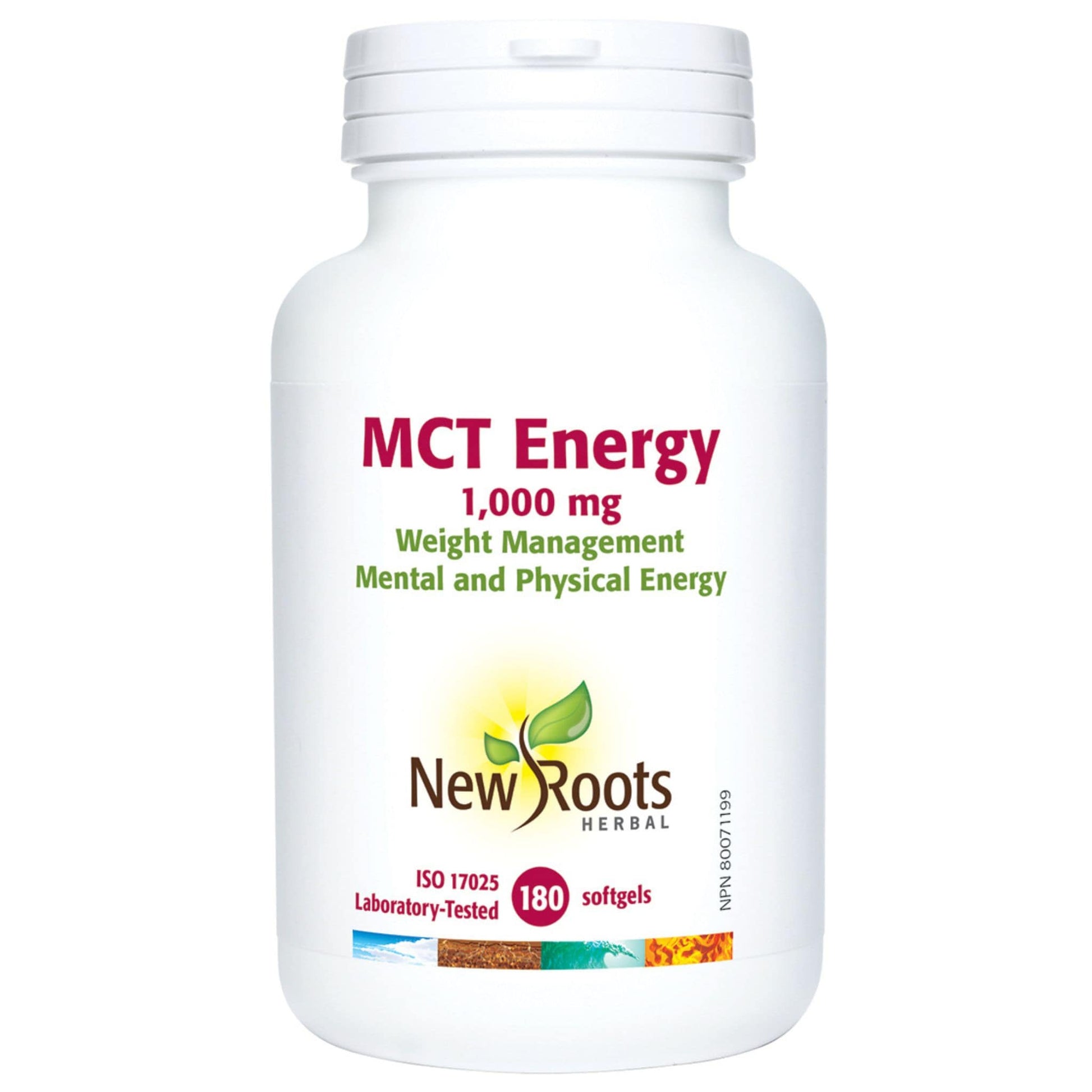 180 Softgels | New Roots Herbal MCT Energy 1000mg Weight Management bottle