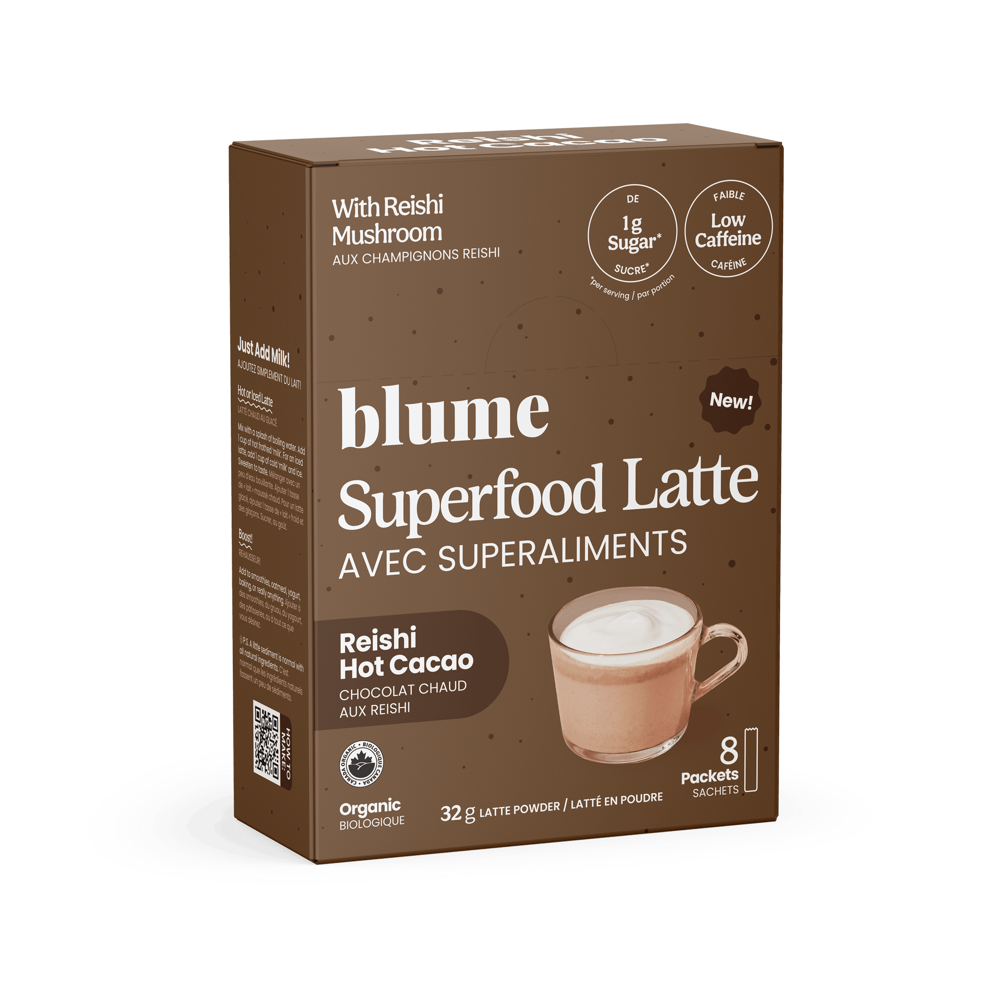 Blume Reishi Hot Cacao single serve sachets 8 count