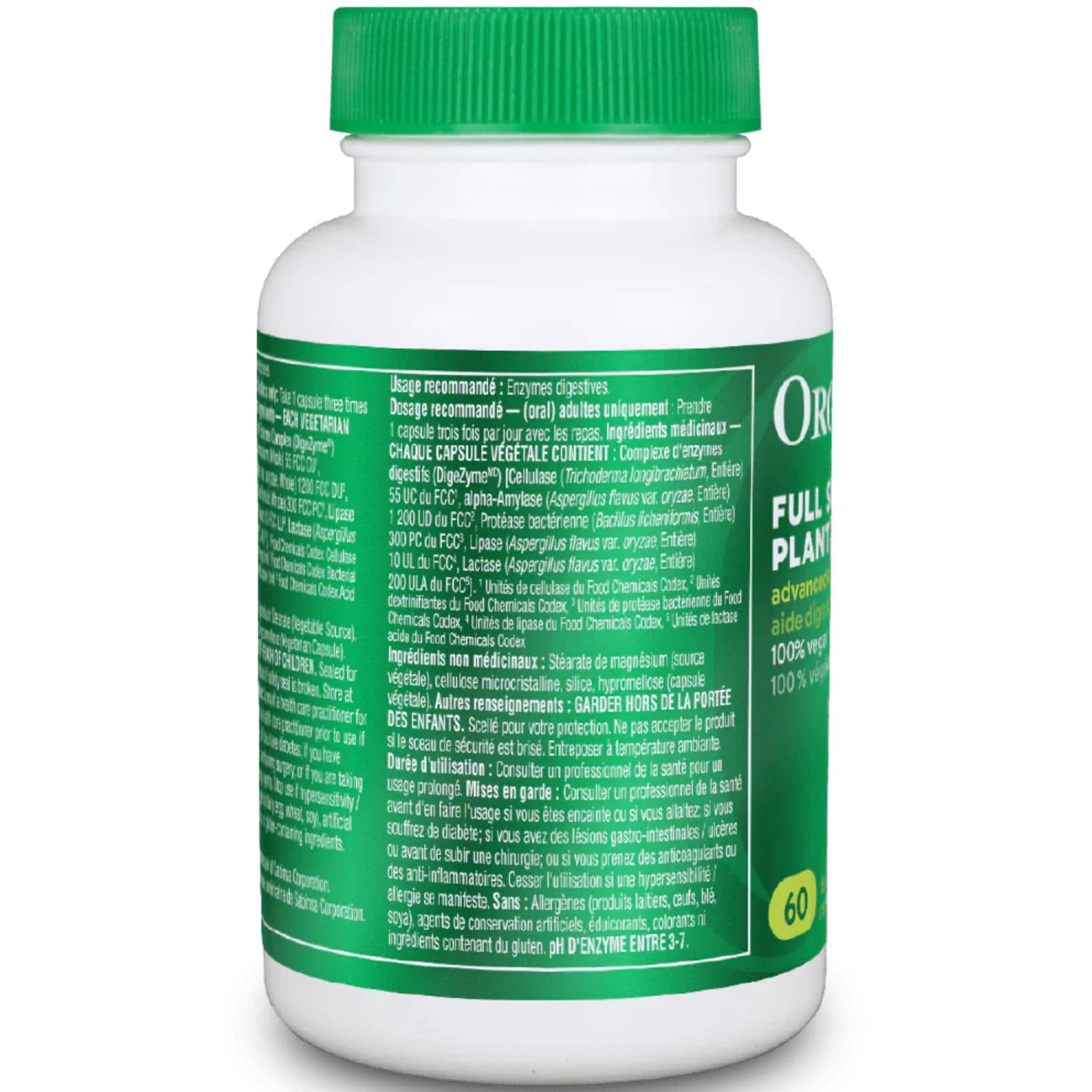 60 Vegetarian Capsules| Organika Full Espectrum Plant Enzymes