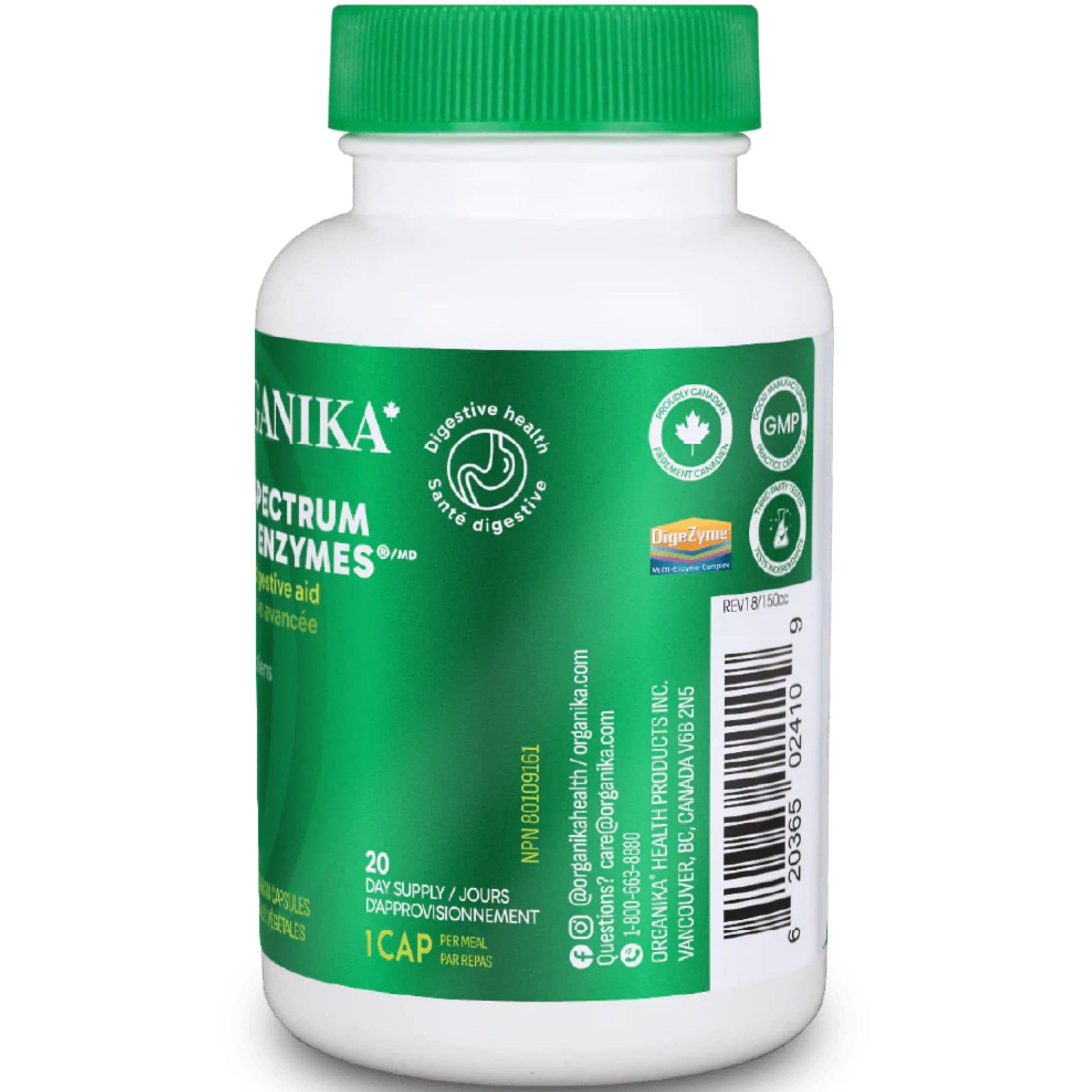 60 Vegetarian Capsules| Organika Full Espectrum Plant Enzymes