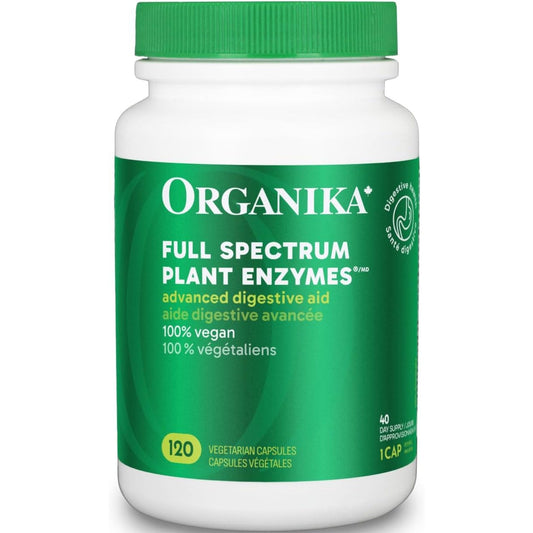 120 Vegetarian Capsules| Organika Full Espectrum Plant Enzymes