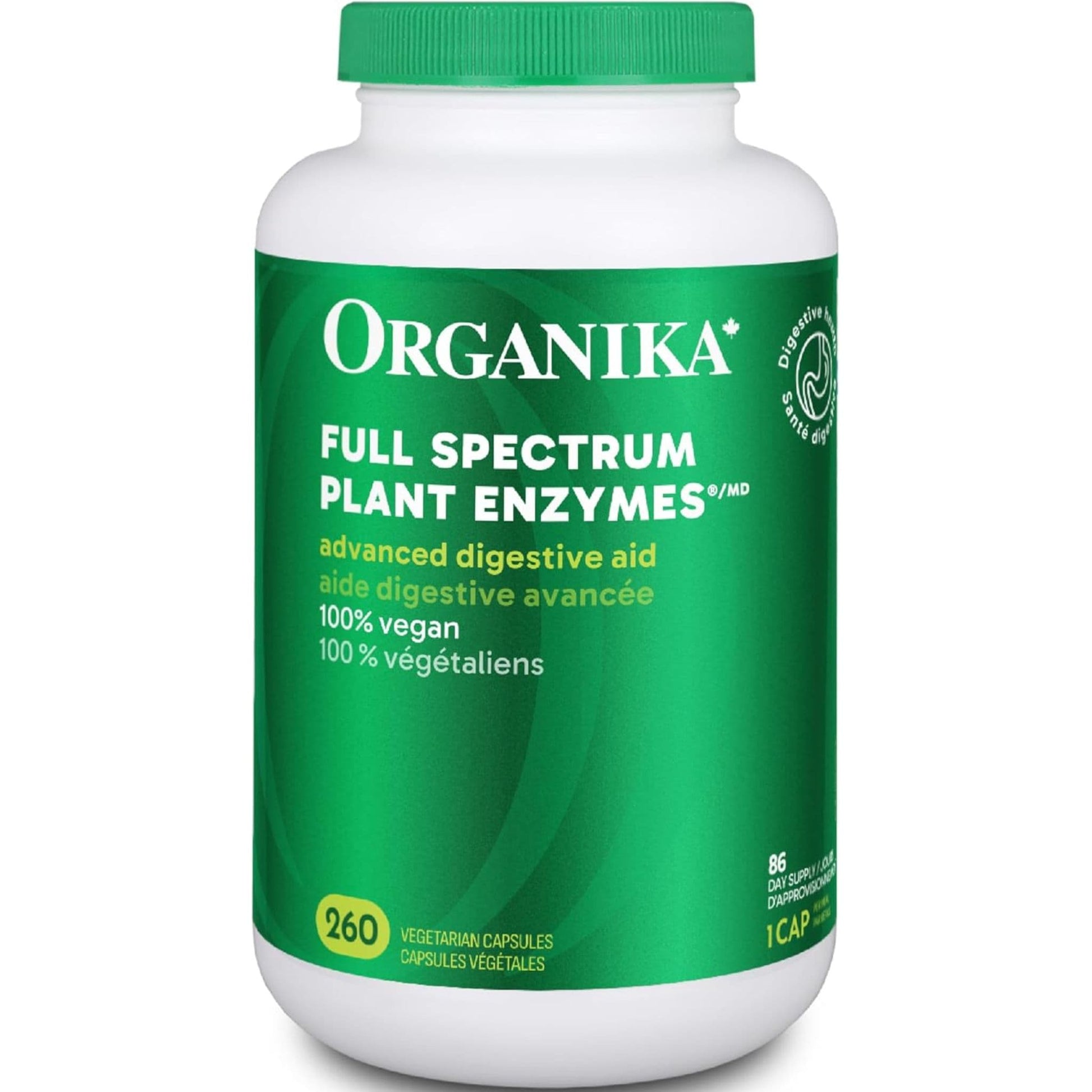 260 Vegetarian Capsules| Organika Full Espectrum Plant Enzymes