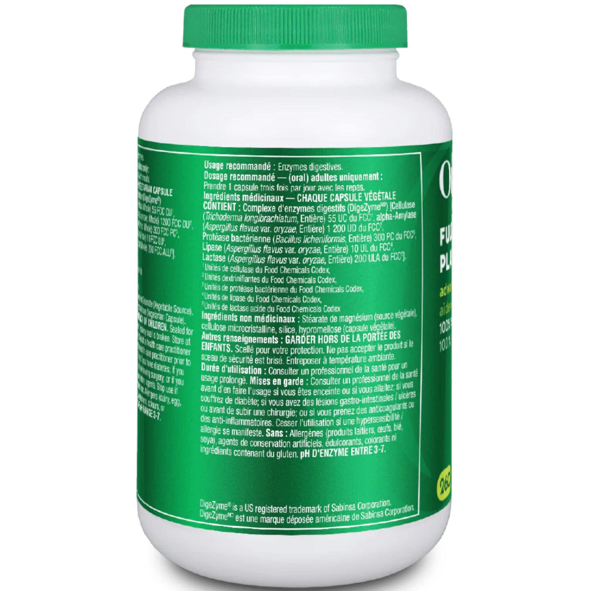 260 Vegetarian Capsules| Organika Full Espectrum Plant Enzymes