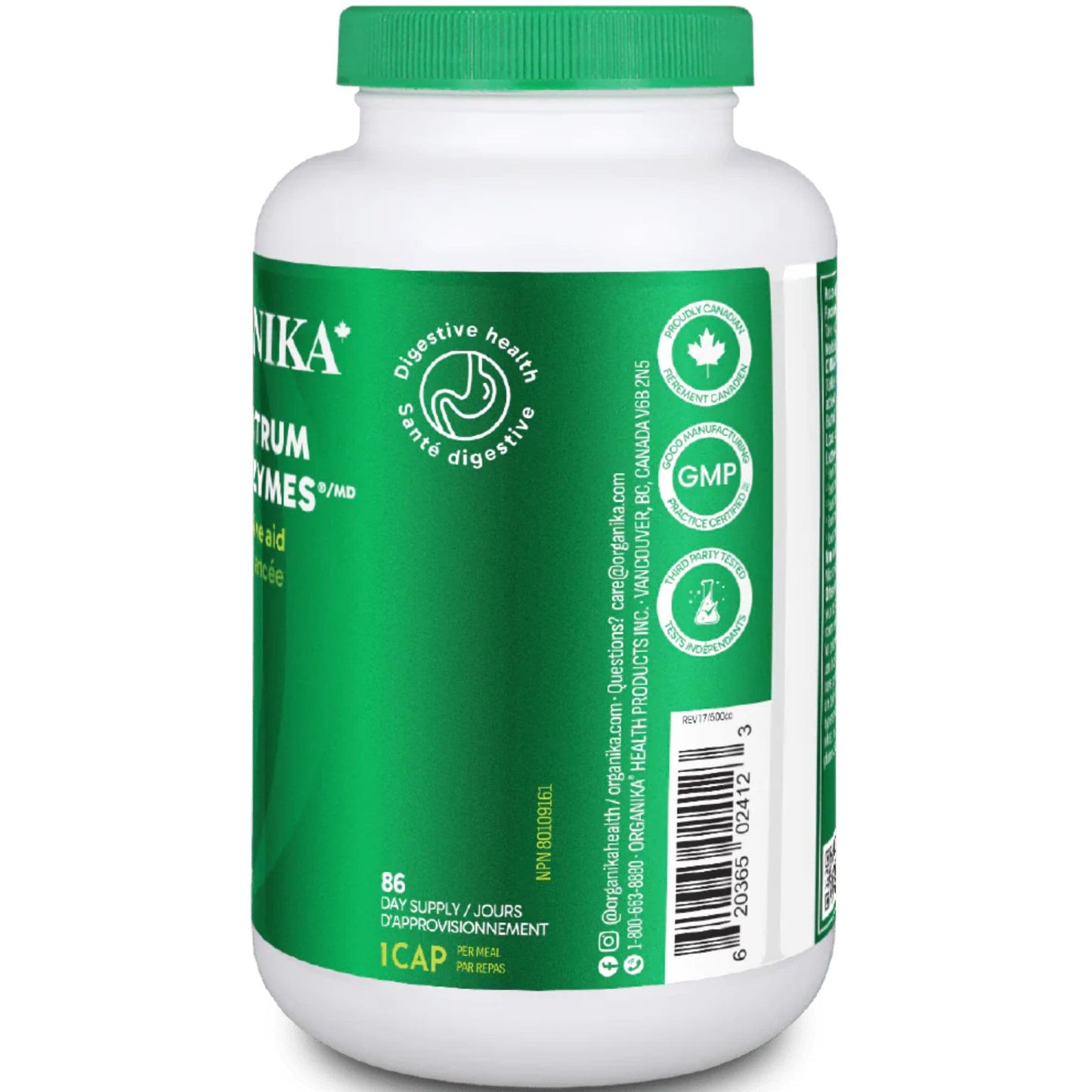 260 Vegetarian Capsules| Organika Full Espectrum Plant Enzymes