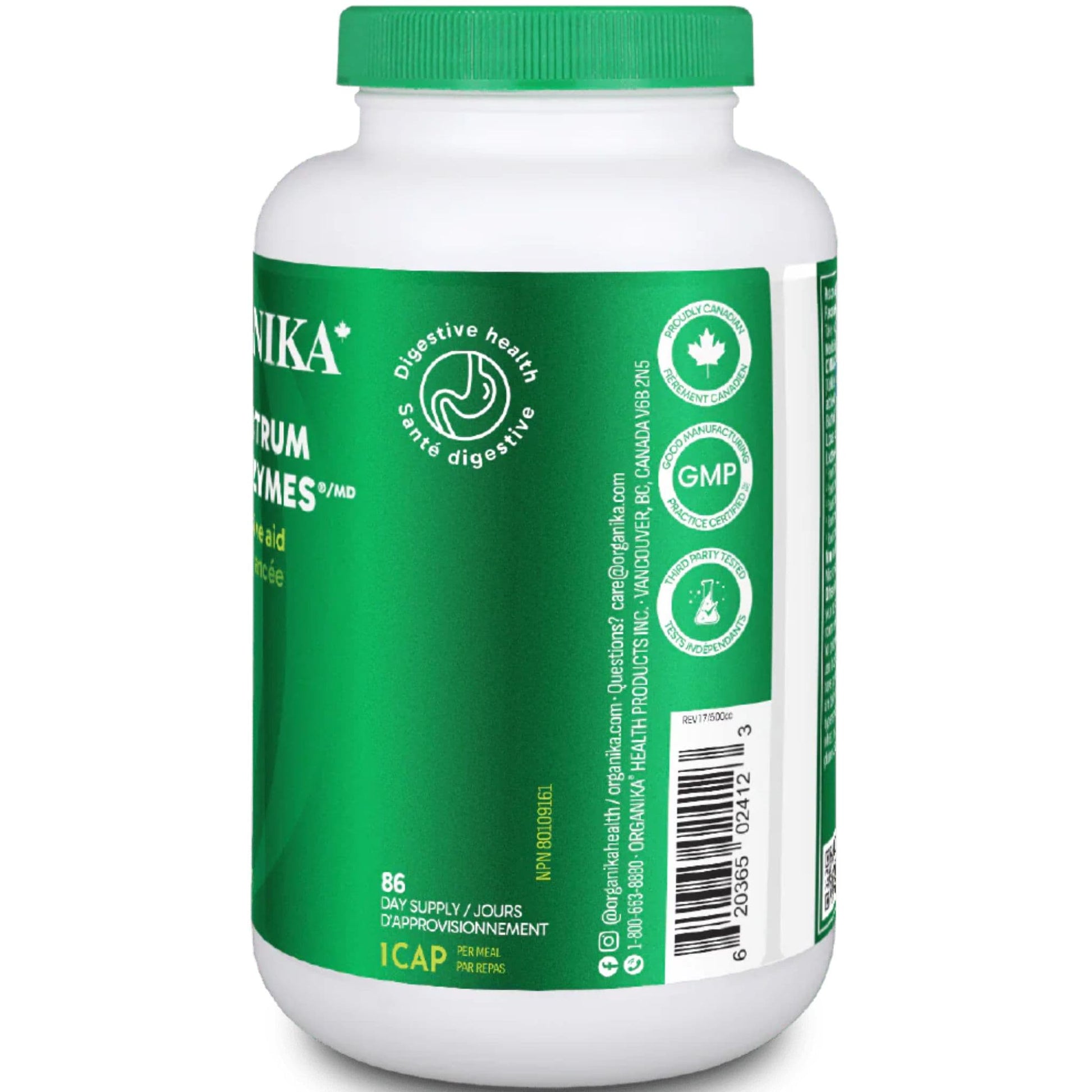 260 Vegetarian Capsules| Organika Full Espectrum Plant Enzymes