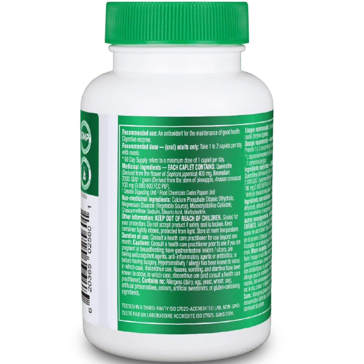 60 Caplets | Organika Quercetin with Bromelain