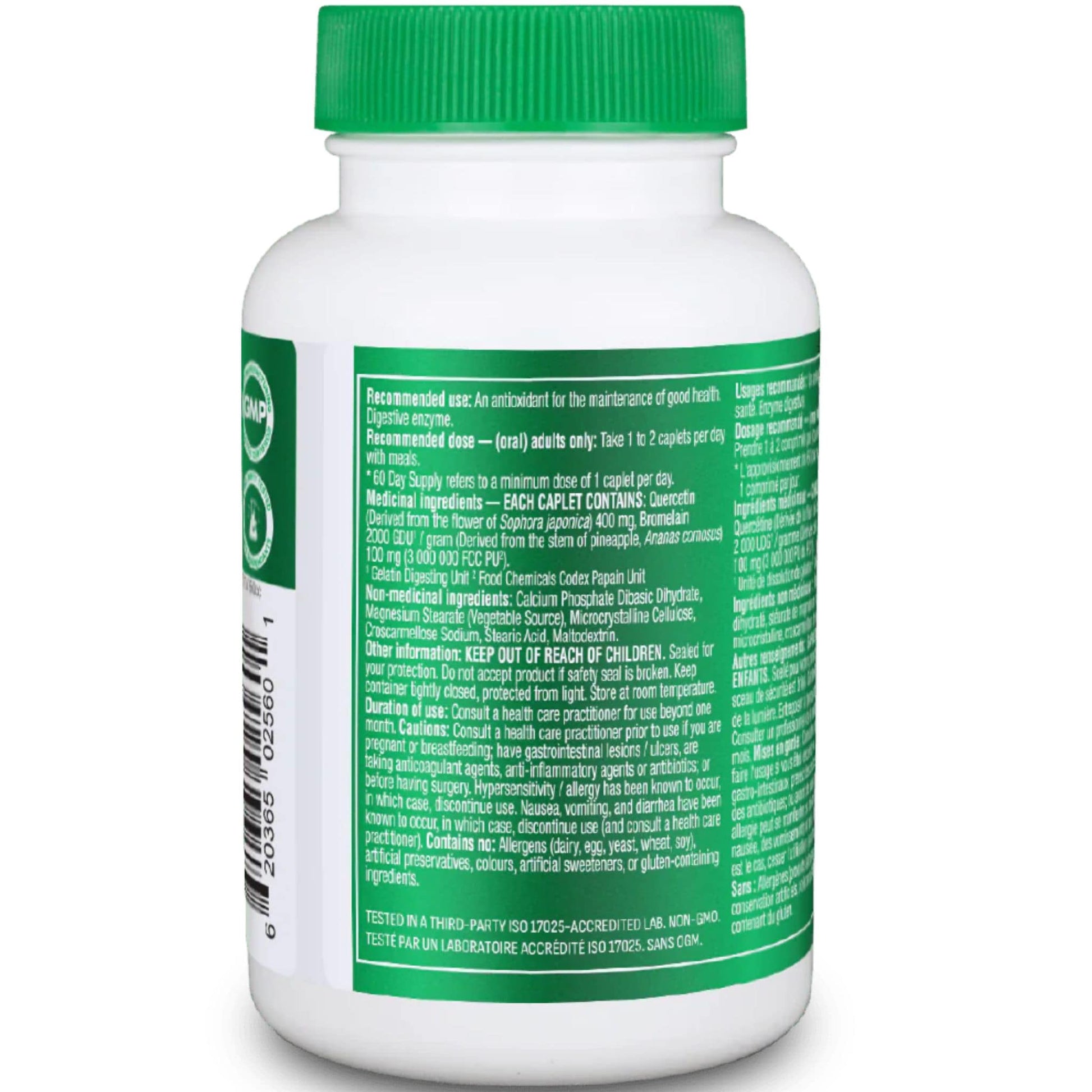 60 Caplets | Organika Quercetin with Bromelain