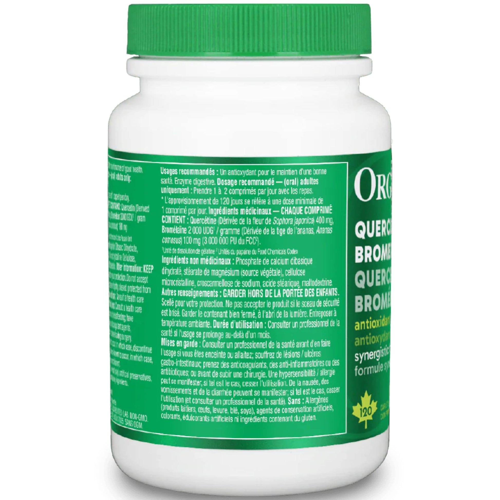 120 Caplets | Organika Quercetin with Bromelain