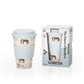 The Future Is Bamboo B. Café Reusable Bamboo Fibre Coffee Cup with Silicone Lid and Sleeve, 16 oz, Sugar Bush, Take Your Time, Onyx Marble or Feline Fine - Take Your Time