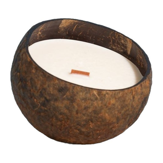 The Future Is Bamboo Coco-Candle, Soy Wax in a Coconut Shell with Crackling Wooden Wick, 300g, Clean Bloom Unscented, Sugar Bloom or Cozy Bloom - Clean Bloom