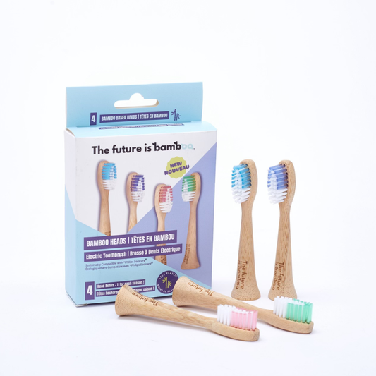 The Future Is Bamboo Electric Toothbrush Replacement Heads 4-Pack, Fits Sonicare Handles, Soft Bristles, Bamboo Head or Plant-Based - Bamboo Head