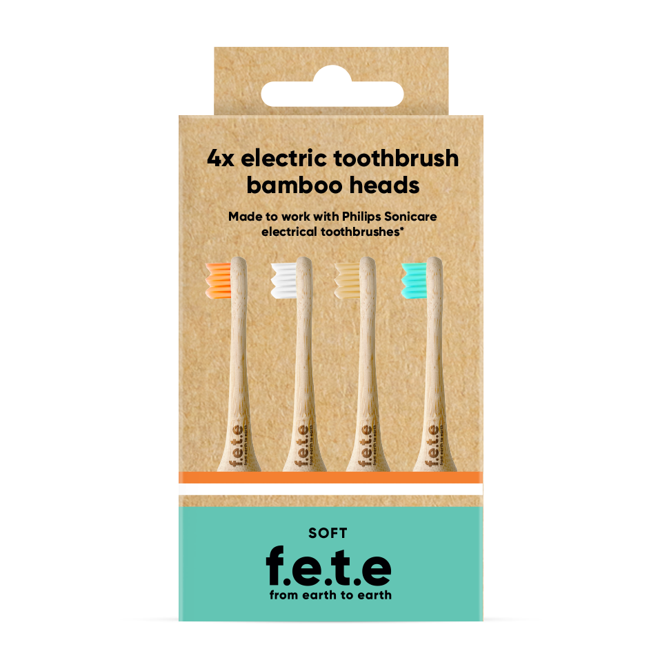 F.E.T.E. Bamboo Electric Toothbrush Heads – Soft, 4 Heads