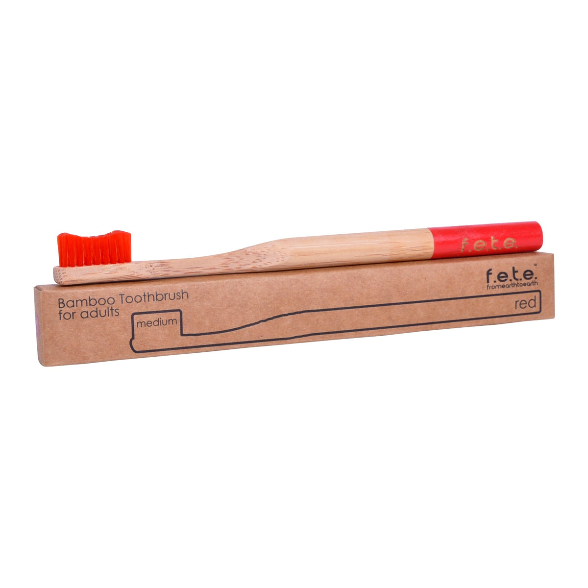F.E.T.E. Bamboo Toothbrush – Medium, Well Red (Red)