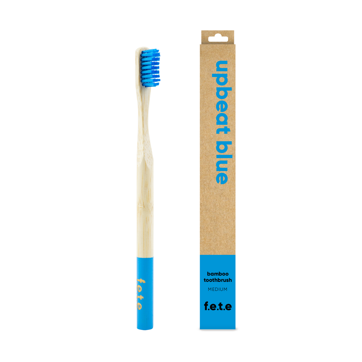 F.E.T.E. Bamboo Toothbrush – Medium, Upbeat Blue (Bright Blue)