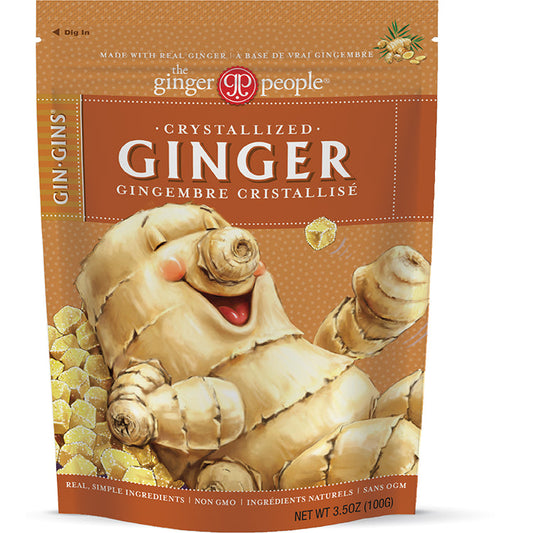 The Ginger People Crystallized Ginger, Full Case (Gin Gins Candy, Chips or Organic Dice) - Gin Gins Crystallized Ginger Candy, 12 x 100g
