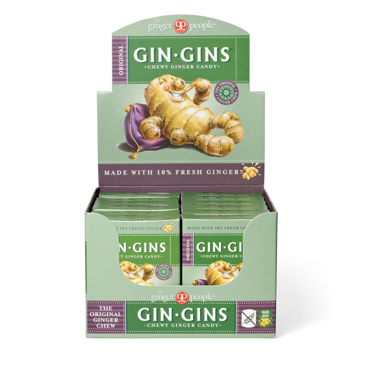 The Ginger People Gin Gins Chewy Ginger Candy, Full Case (Choose Flavour and Size) - Original, 24 x 45g