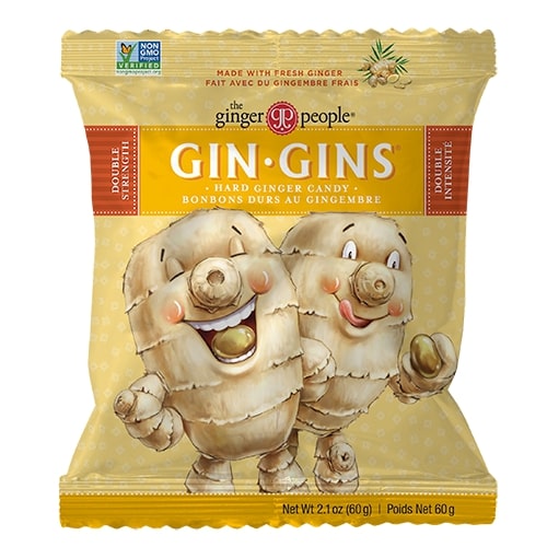 The Ginger People Gin Gins Double Strength, Super Strength and Ginger Spice Drops, Full Case (Choose Style and Size) - Double Strength Hard Candy, 12 x 60g