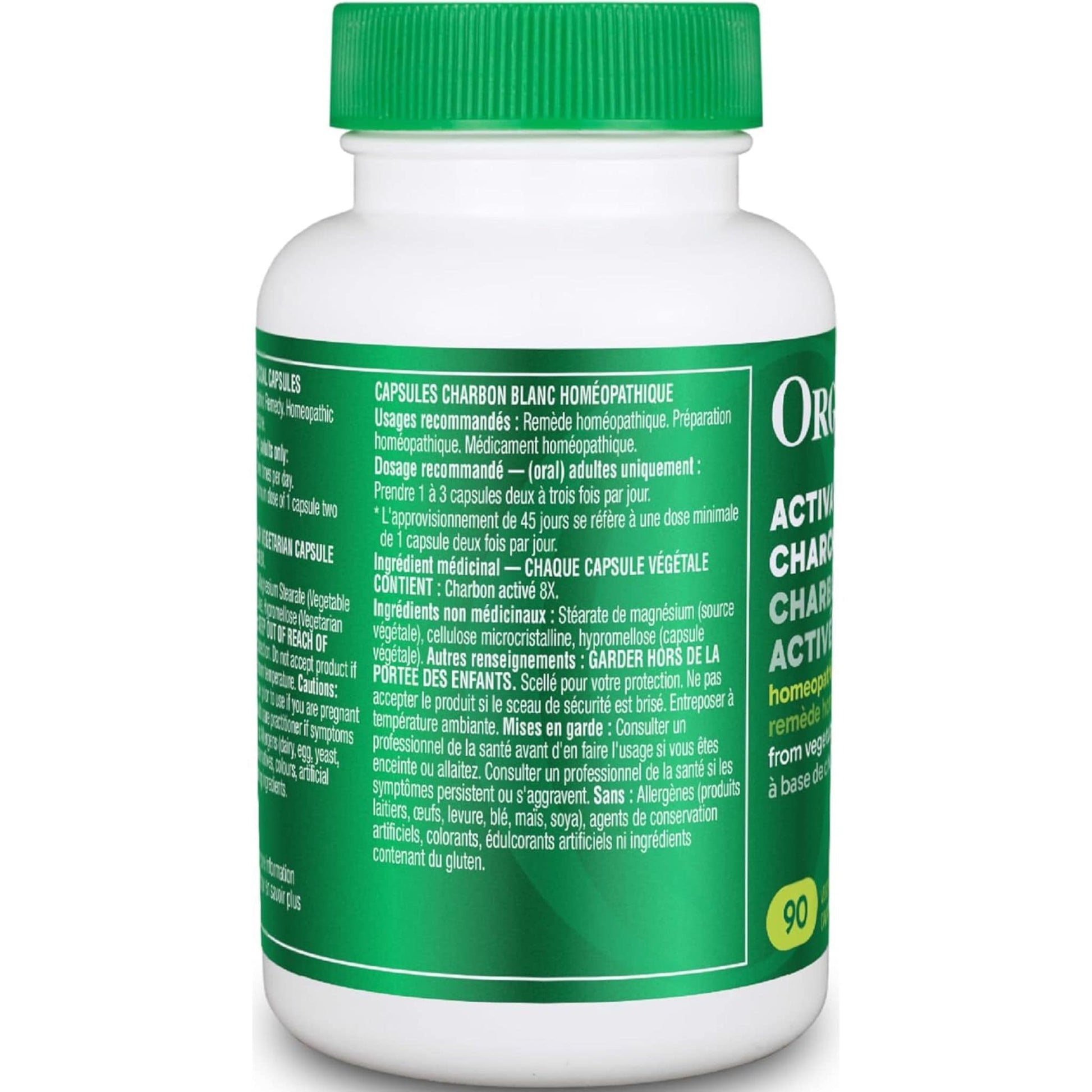 90 Vegetarian Capsules | Organika Activated Charcoal