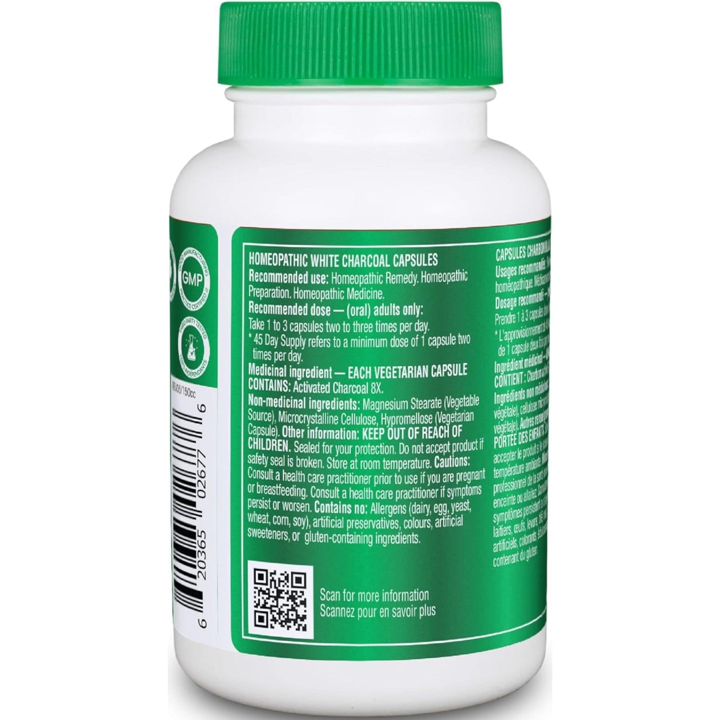 90 Vegetarian Capsules | Organika Activated Charcoal