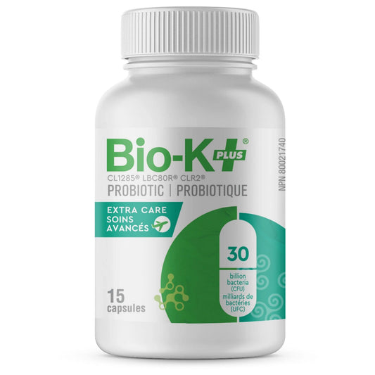 Bio-K+ Extra Care Travel Probiotic 30 Billion, 15 Capsules