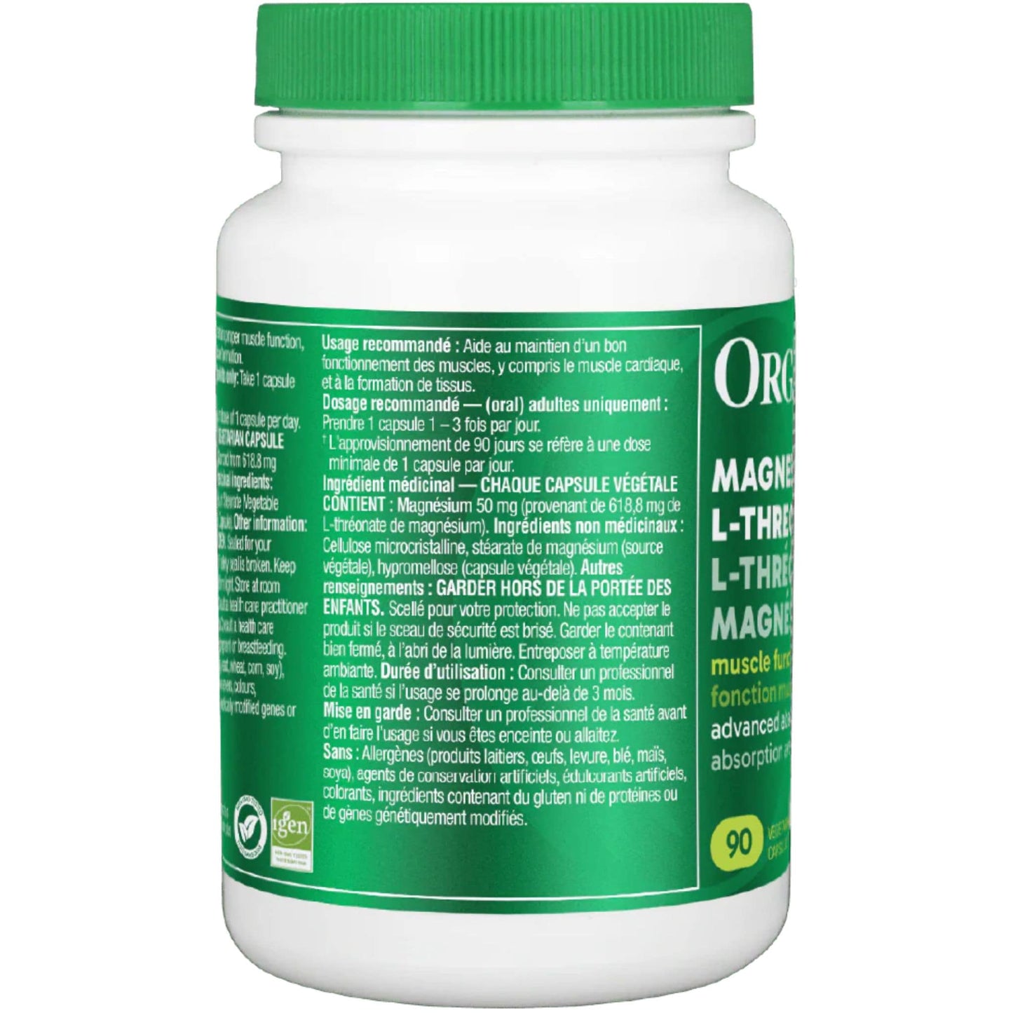 90 Vegetarian Capsules | Organika Magnesium L-Threonate
