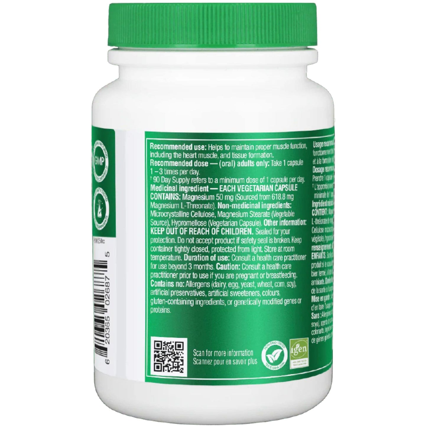 90 Vegetarian Capsules | Organika Magnesium L-Threonate