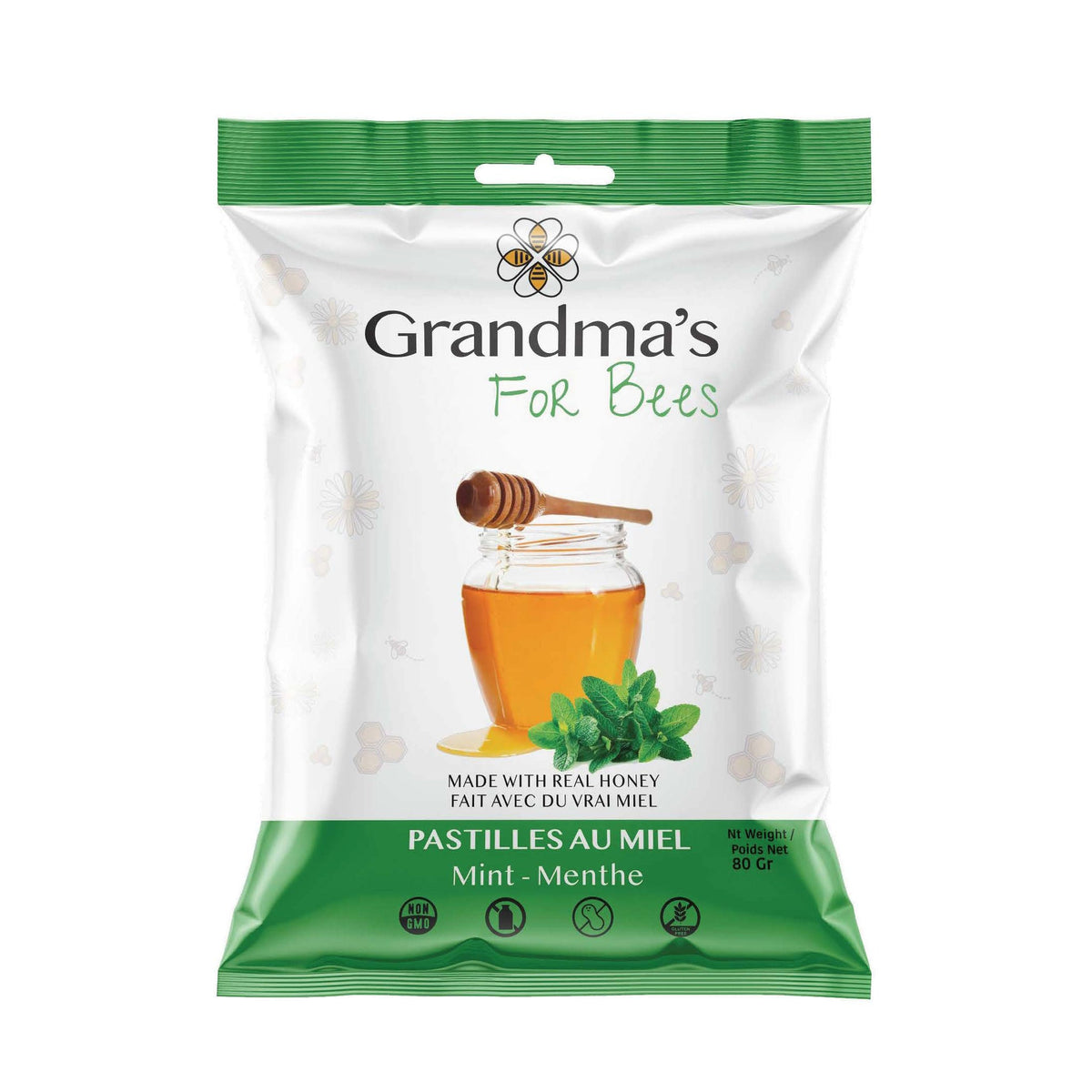 Grandma's For Bees Honey Drops, Mint