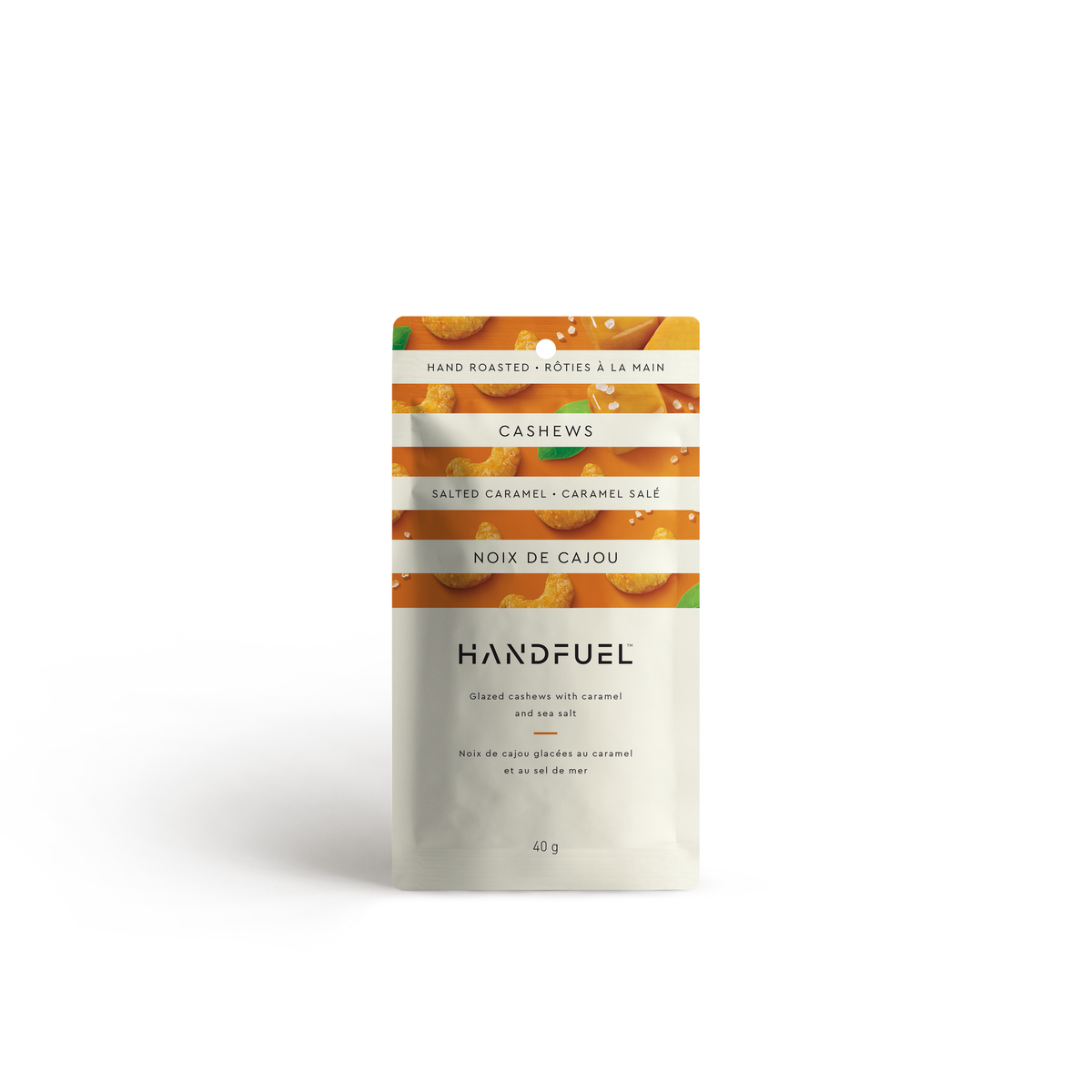 Handfuel Salted Caramel Cashews, Case of 12 x 40g Snack Packs