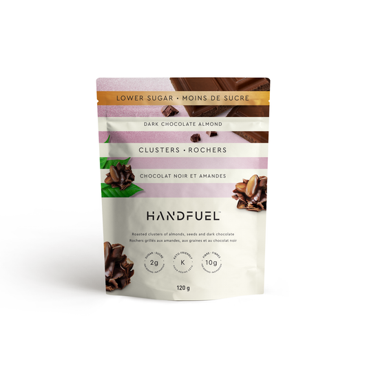 Handfuel Dark Chocolate Almond Clusters, Case of 12 x 120g