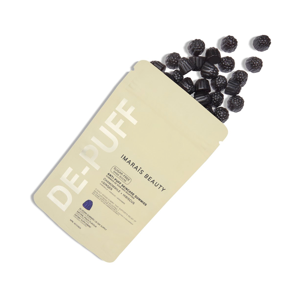 Imarais Beauty DE-PUFF Anti-Bloat Gummies, English Chamomile, Hibiscus & Ginger, 30 Gummies