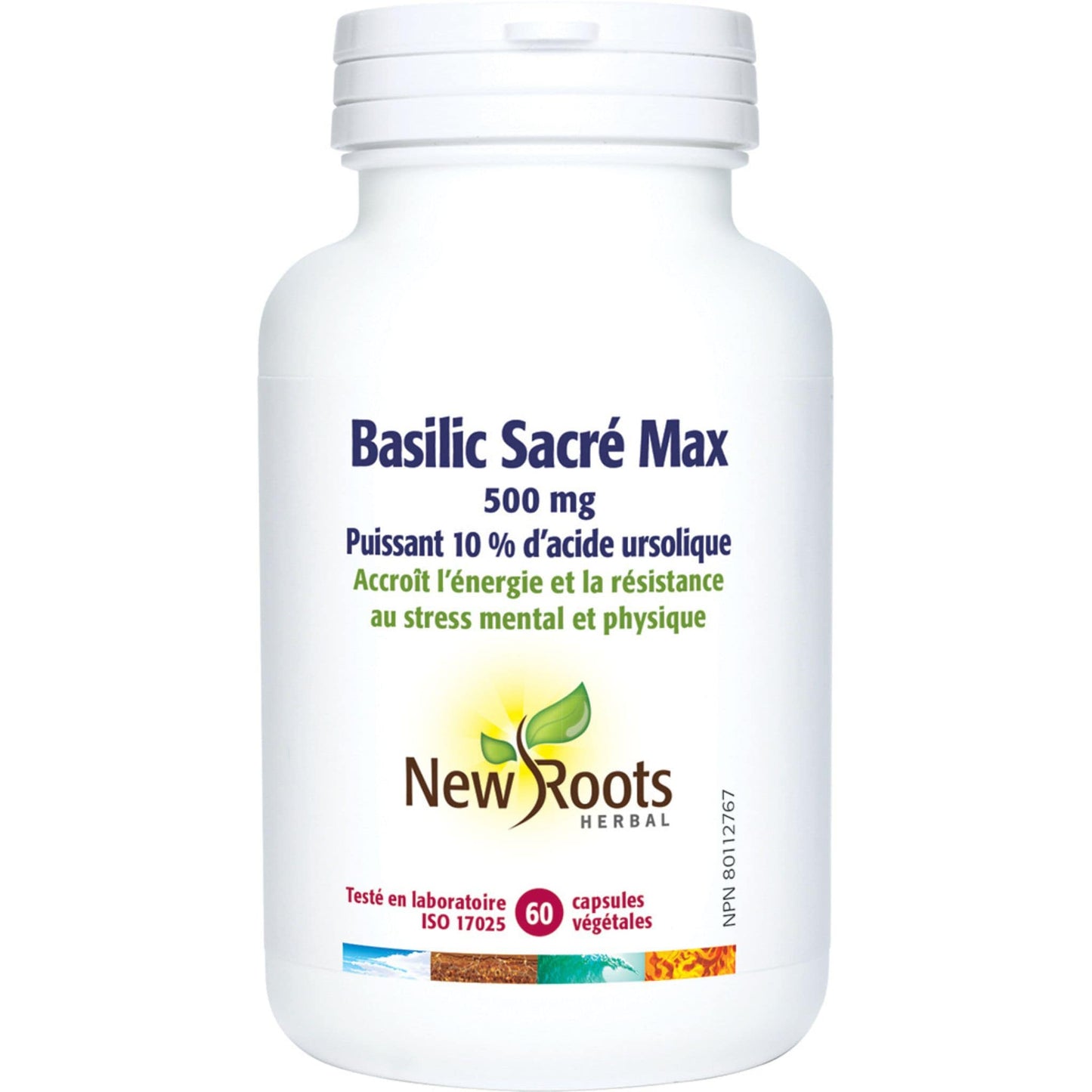 60 Vegetable Capsules | New Roots Herbal Holy Basil Max 500mg French Bottle