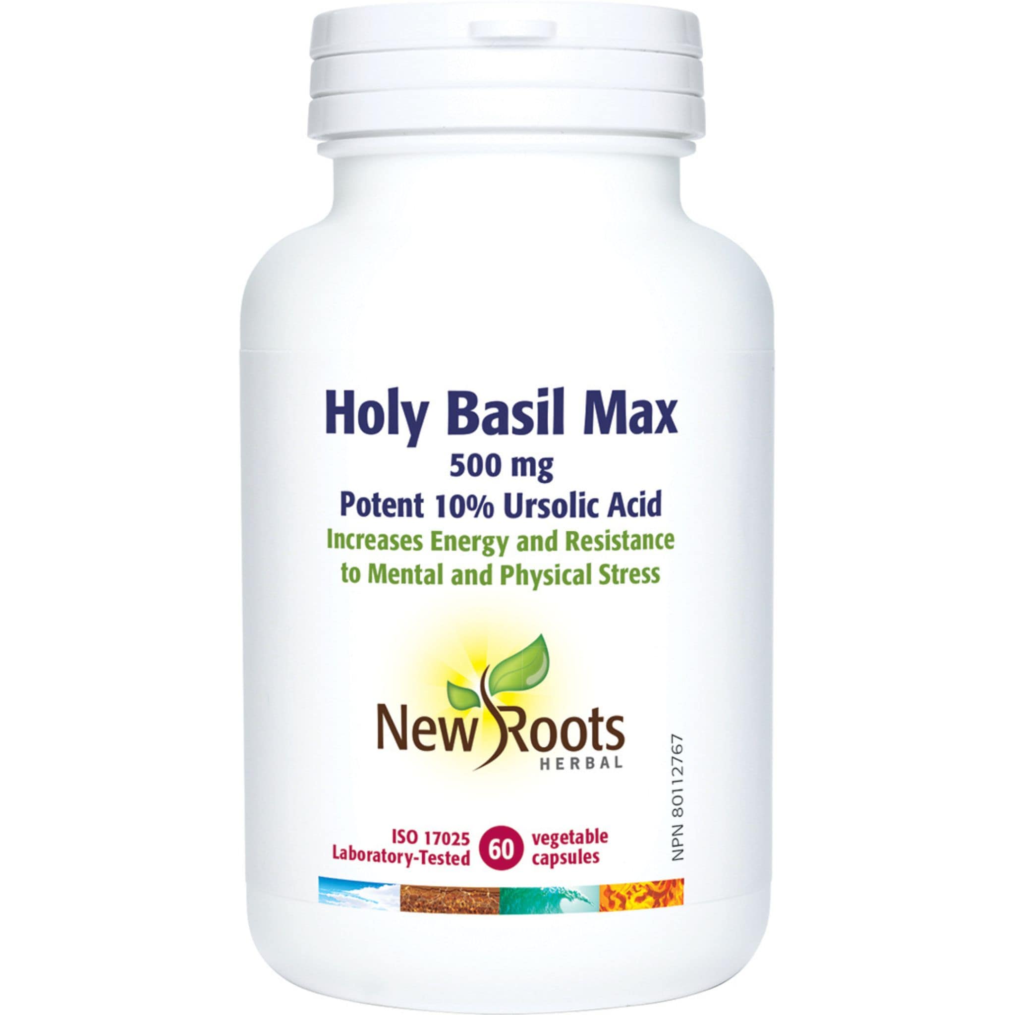 New Roots Holy Basil Max 500mg, 60 Vegetable Capsules