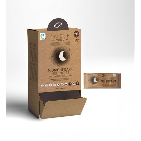 Galerie au Chocolat Two-Bite Fairtrade Chocolate Pieces, 72% Dark or Milk Crisped Rice, Individually Wrapped, Case of 50 x 13g - 72% Dark