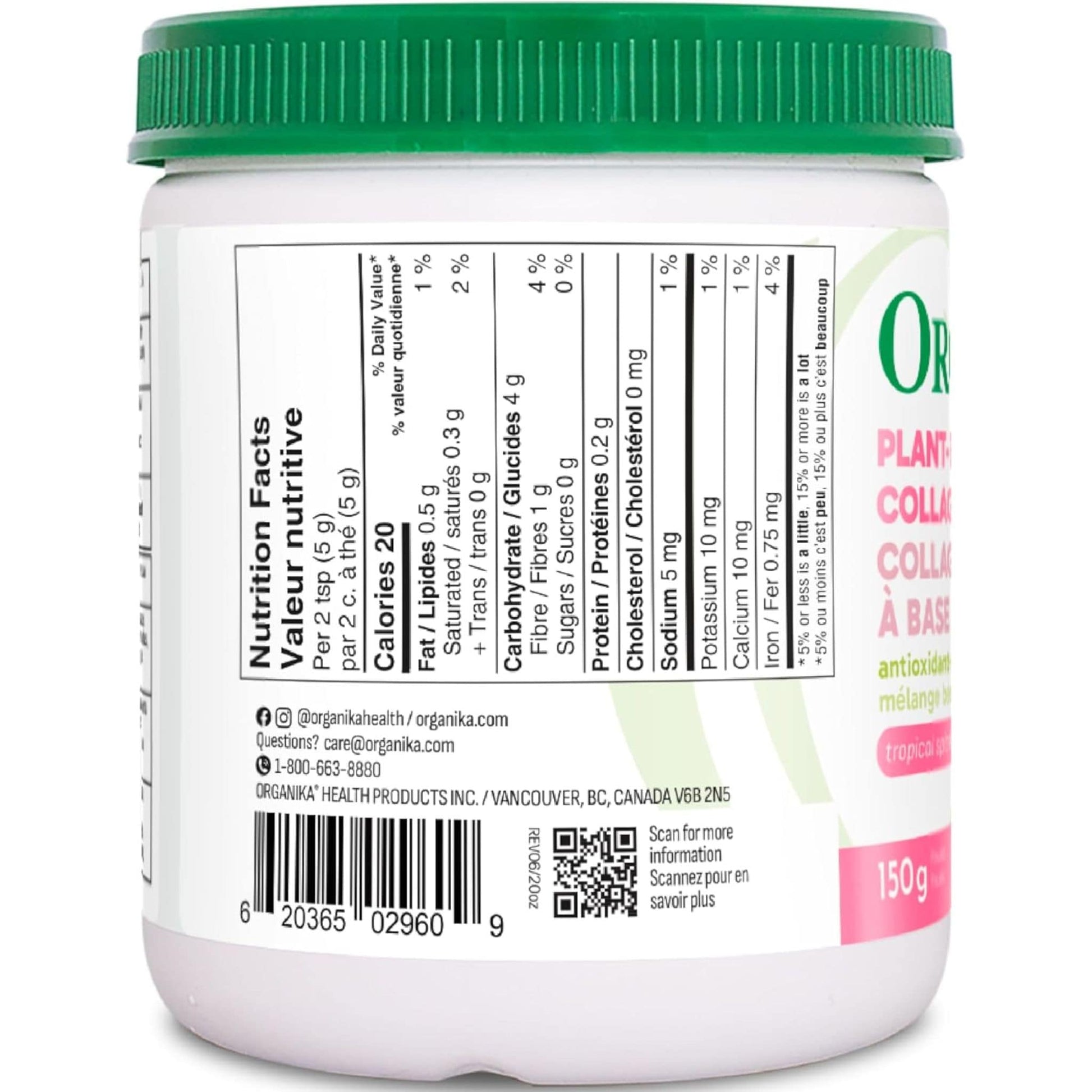 Tropical Splash Flavour, 150g | Organika Plant-Based Collagen Booster Powder