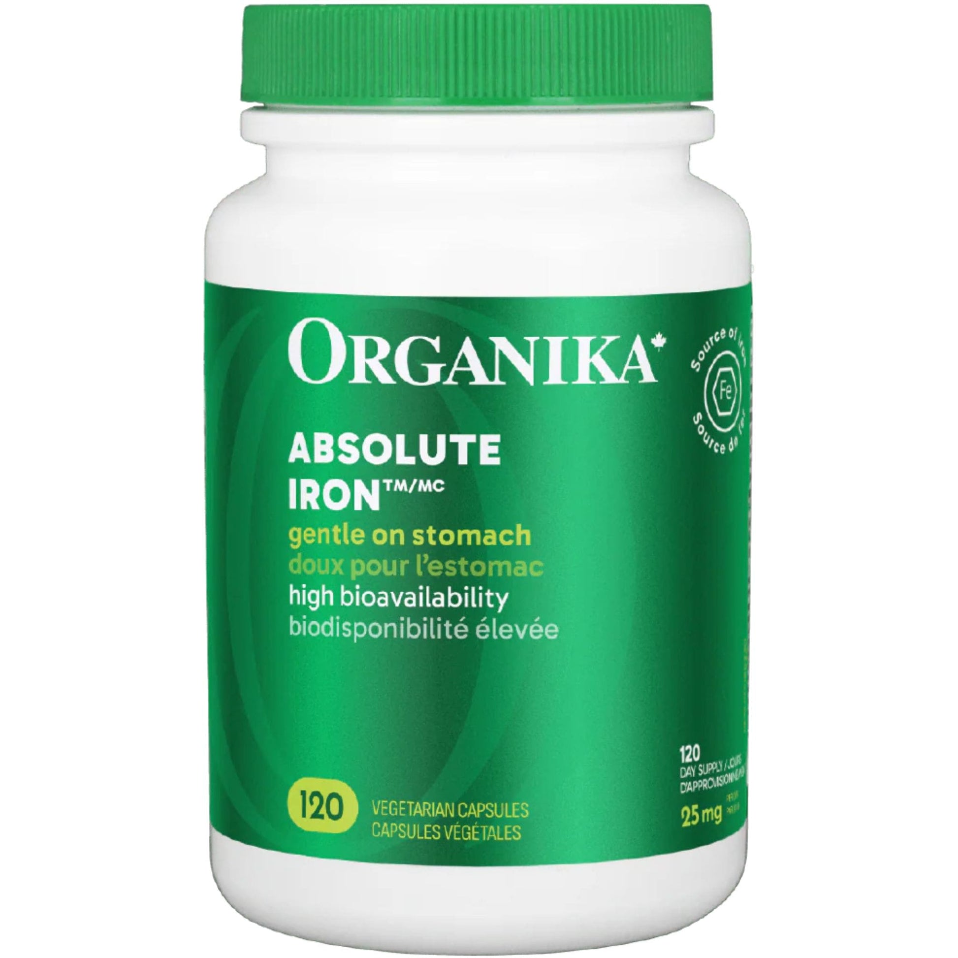 120 Vegetarian Capsules | Organika Absolute Iron 25 mg