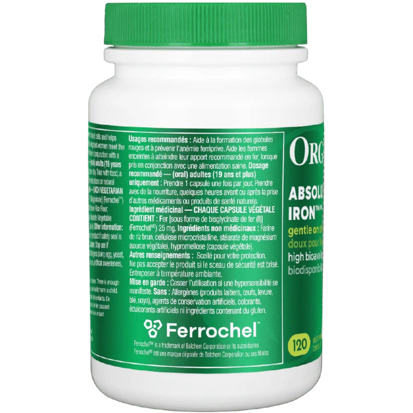 120 Vegetarian Capsules | Organika Absolute Iron 25 mg