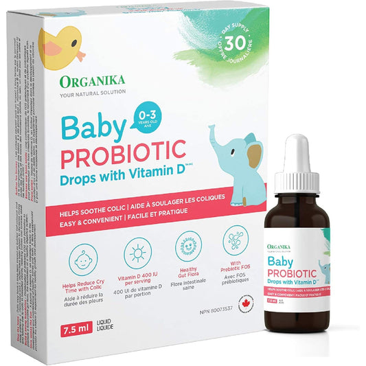 Unflavoured, 7.5mL | Organika Baby Probiotic Drops with Vitamin D