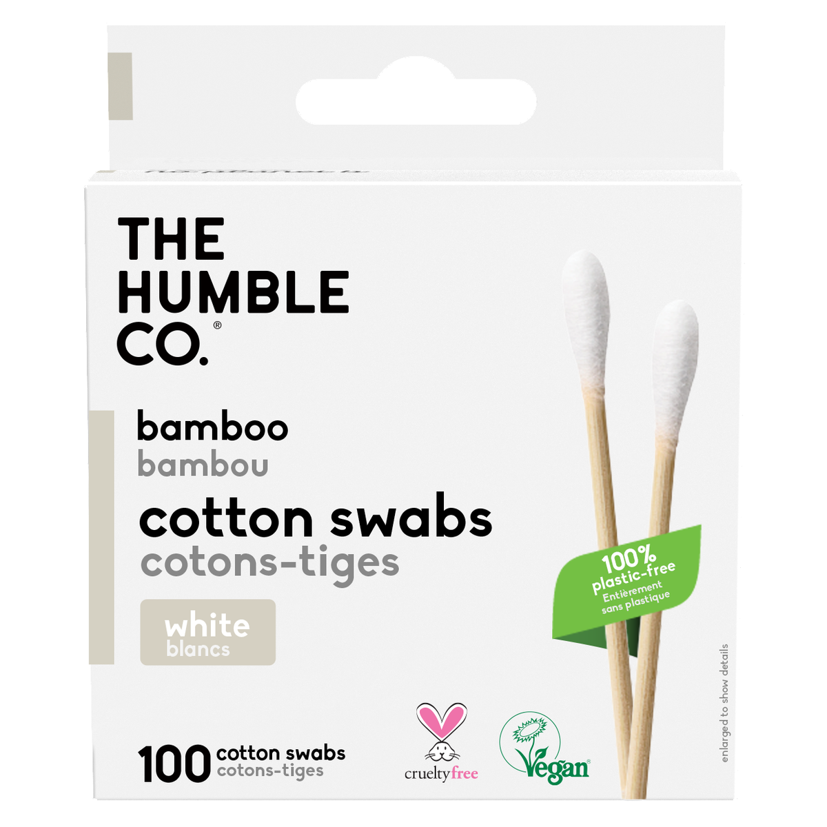 The Humble Co. Bamboo Cotton Swabs, Case of 10 x 100 or 4 x 500 - 10 x 100 swabs