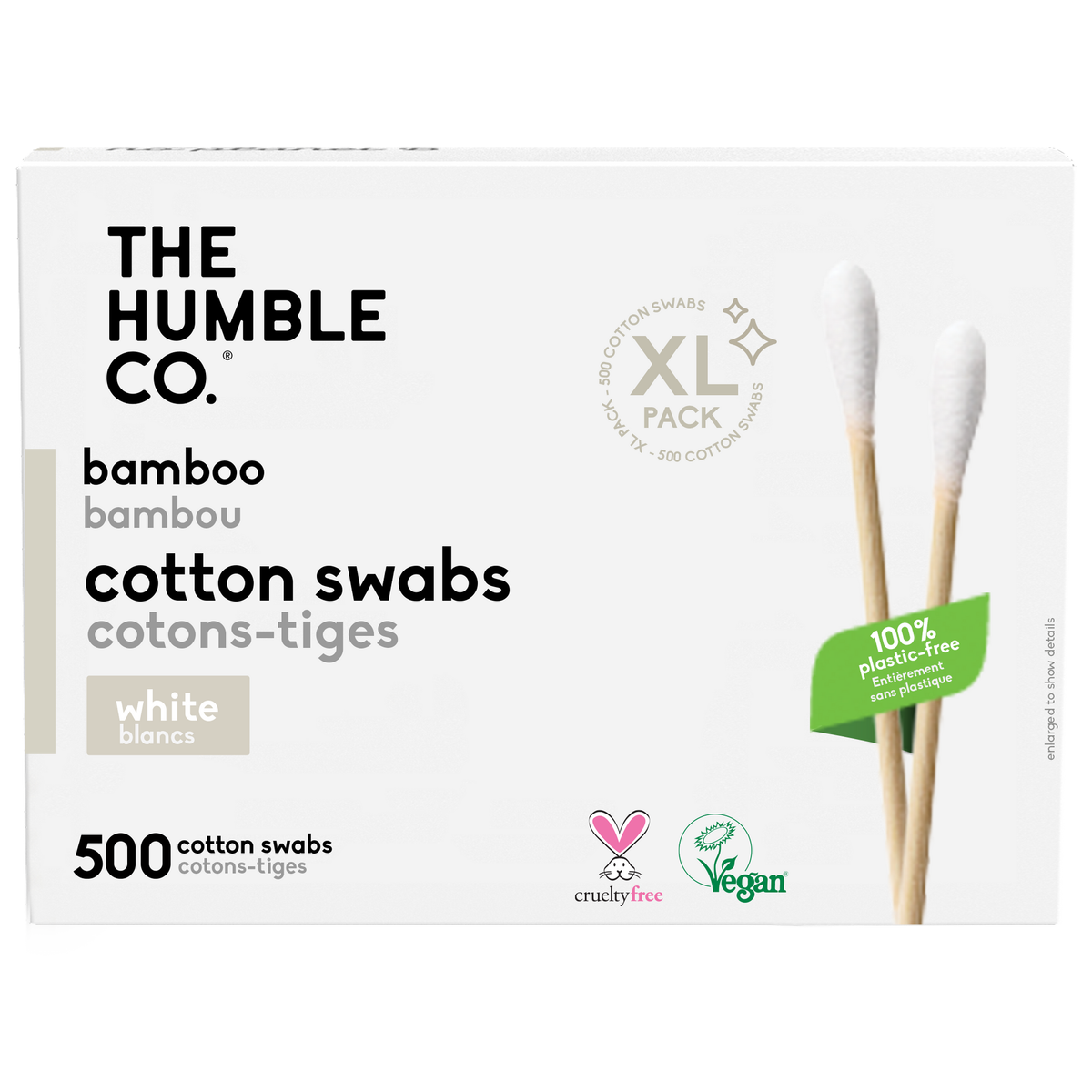 The Humble Co. Bamboo Cotton Swabs, Case of 10 x 100 or 4 x 500 - 4 x 500 swabs