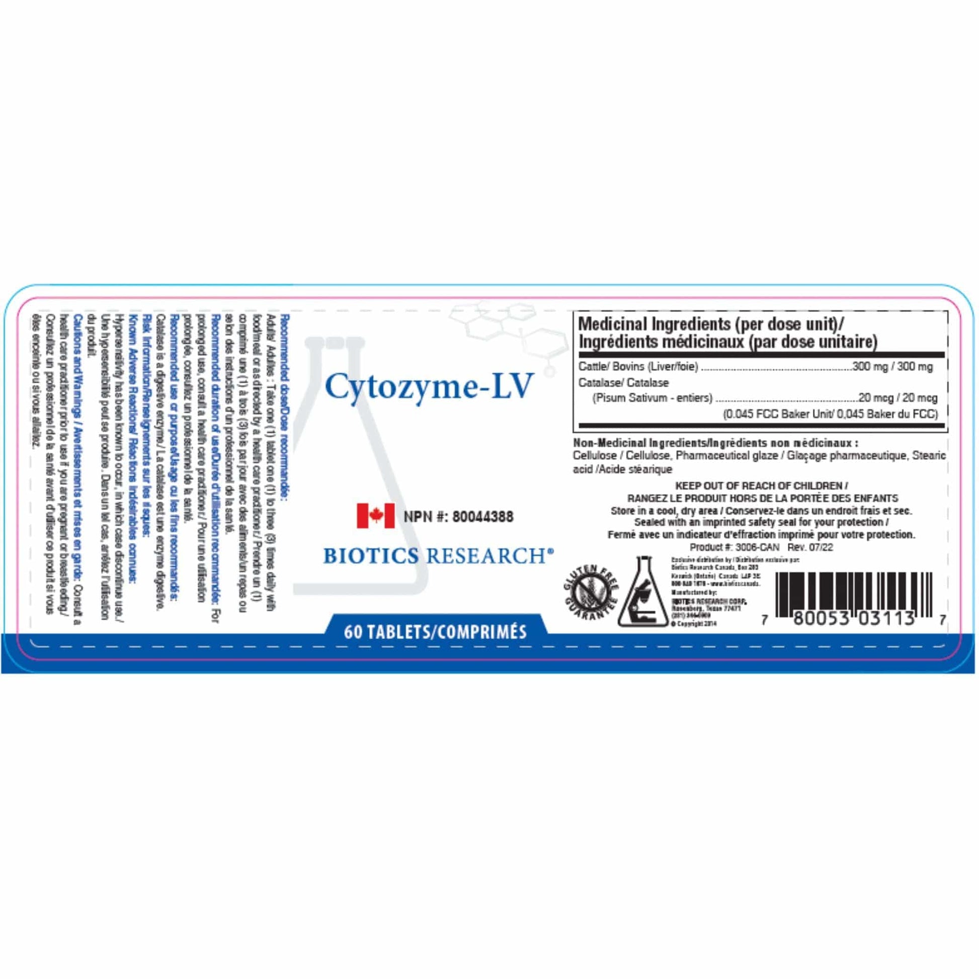 60 Tablets | Biotics Research Cytozyme-LV