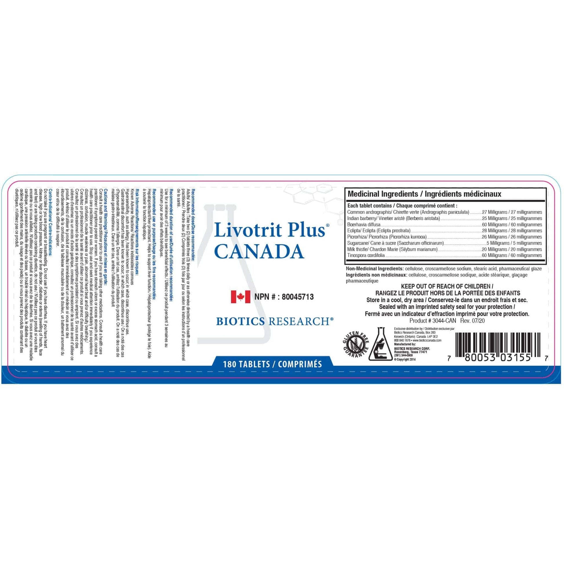 180 Tablets | Biotics Research Livotrit Plus