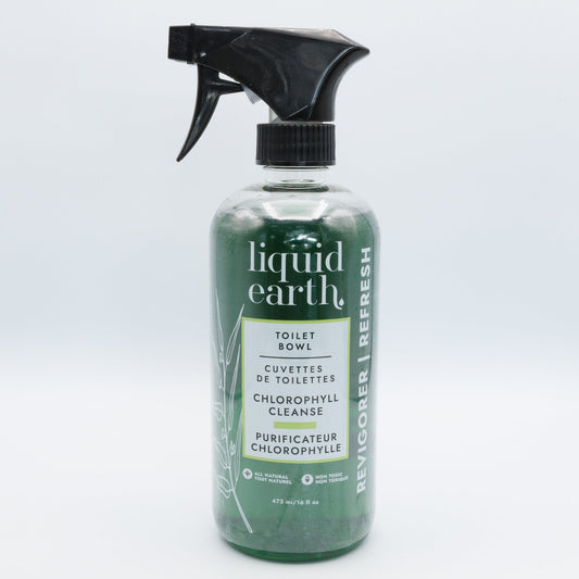 Liquid Earth Chlorophyll Toilet Bowl Cleaner, Bleach-Free and Septic-Safe Spray with Peppermint and Lemon Eucalyptus, 473ml or 1.5L Refill - 473ml Spray